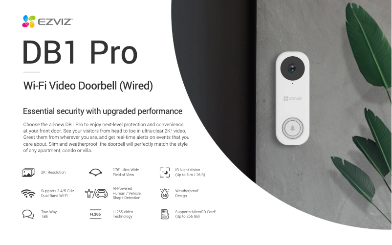 Page 1 de la notice Fiche technique EZVIZ DB1 Pro
