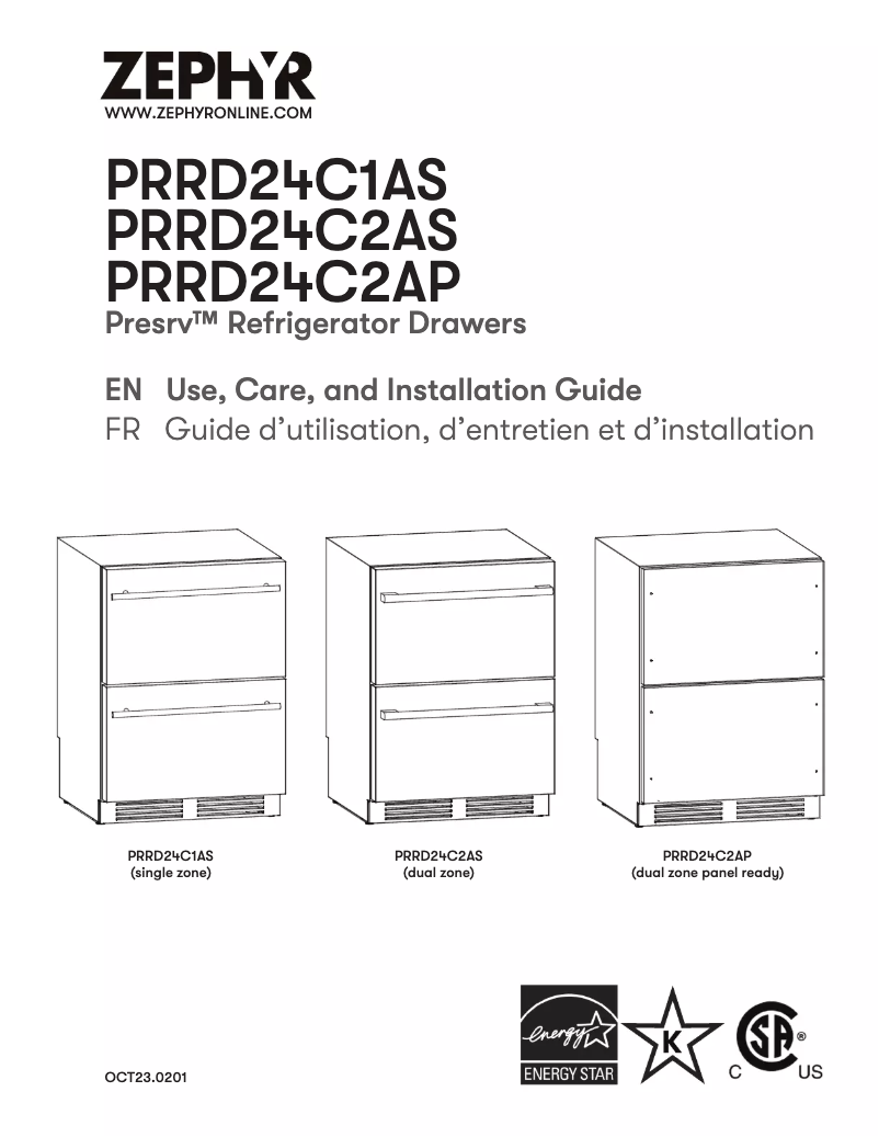 Image de la première page du manuel de l'appareil Presrv PRRD24C1AS