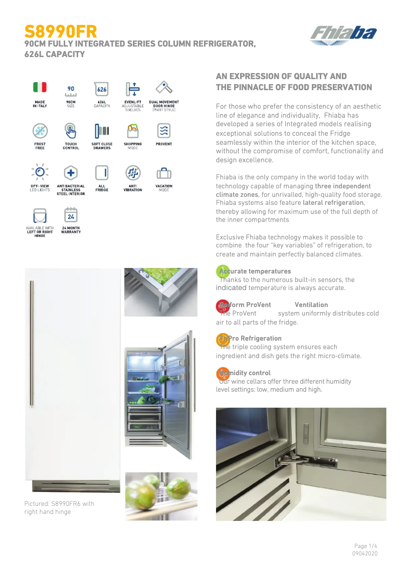 Page 1 de la notice Fiche technique Fhiaba S8990FR6