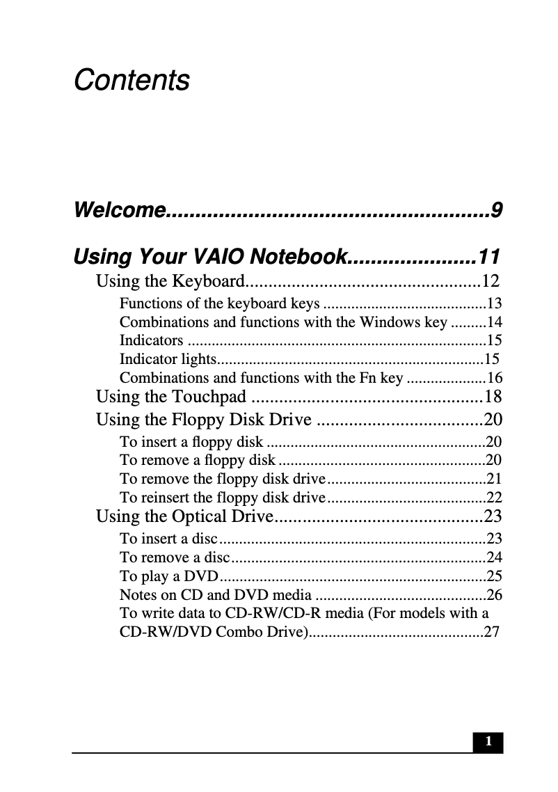 Page n°1 - Manuel utilisateur Sony Vaio PCG-FX390K