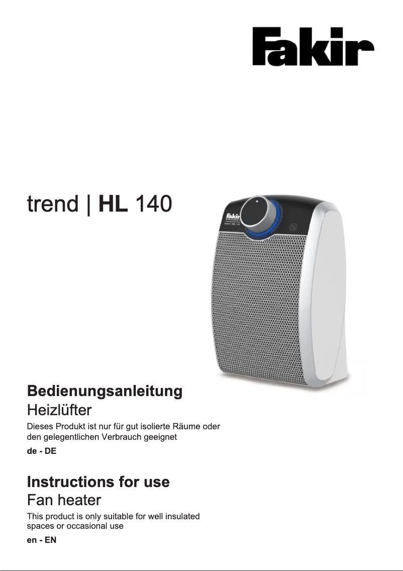Page 1 de la notice Manuel utilisateur Fakir trend HL 140