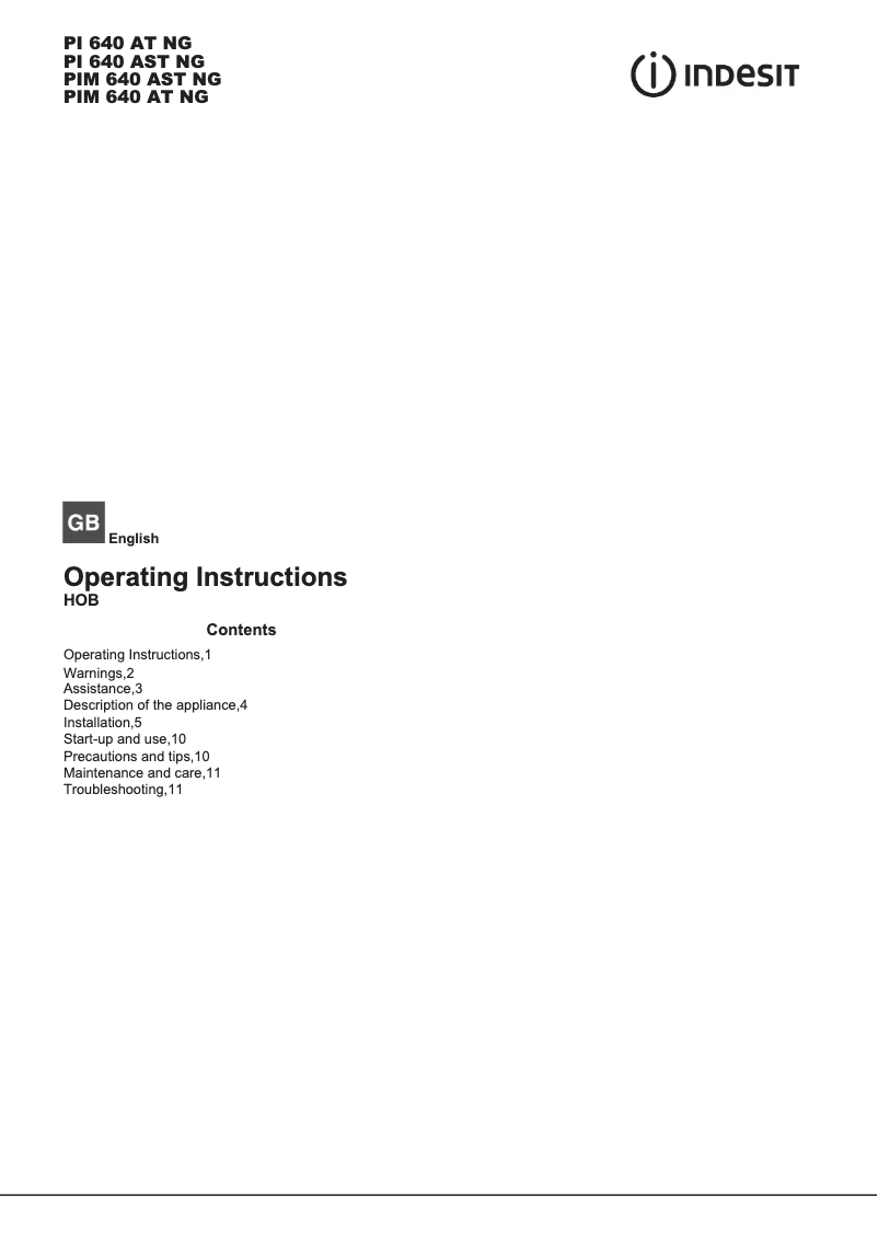 Image de la première page du manuel de l'appareil PIM 640 AT (WH) NG