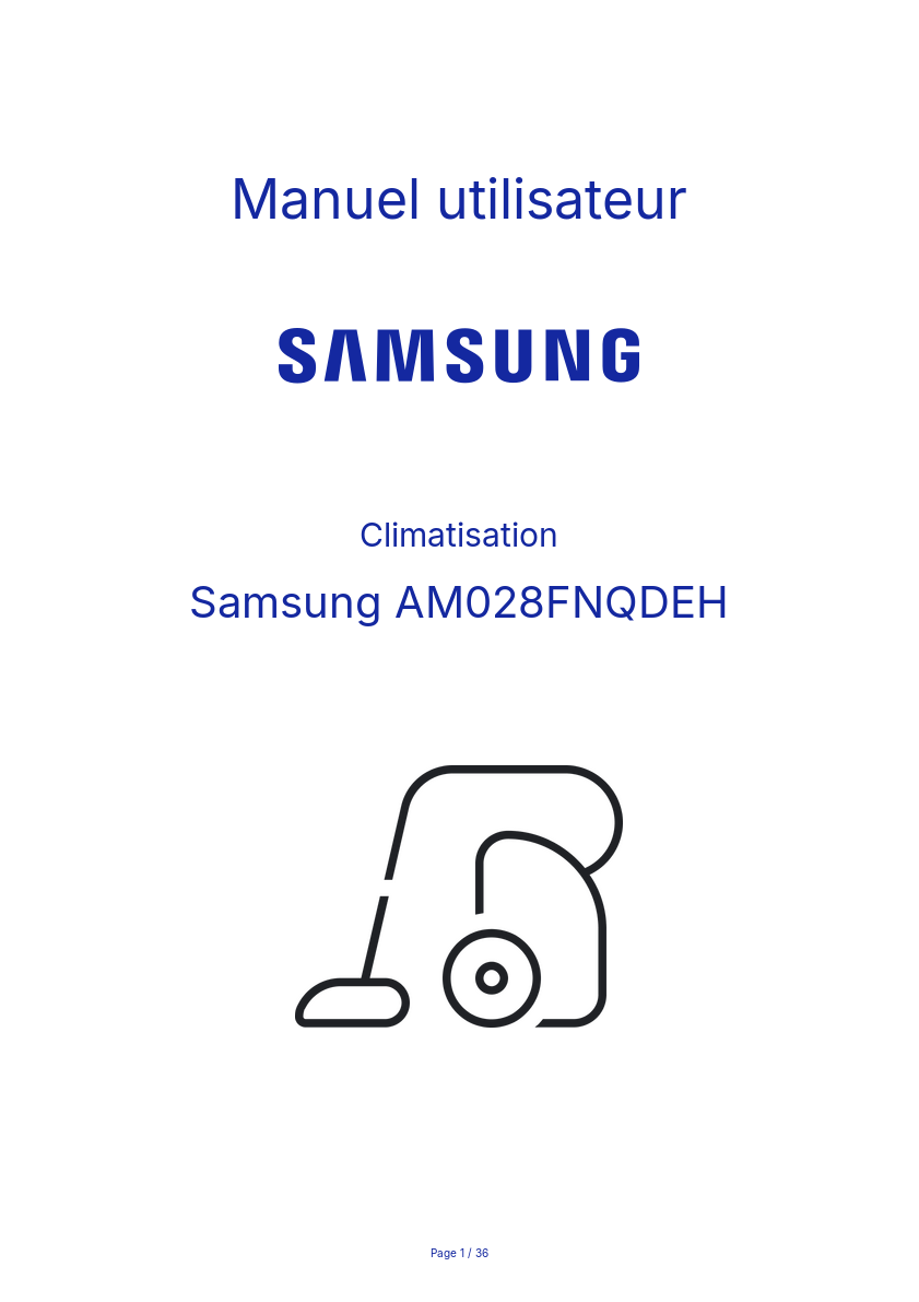 Image de la première page du manuel de l'appareil AM028FNQDEH