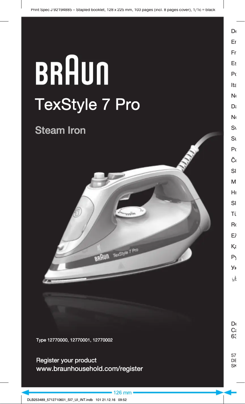 Page n°1 - Manuel utilisateur Braun TexStyle 7 Pro