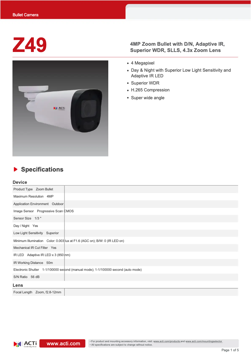 Image de la première page du manuel de l'appareil Z49