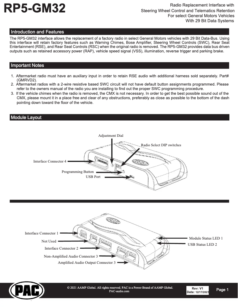 Página 1 del manual Manual de usuario PAC RP5-GM32