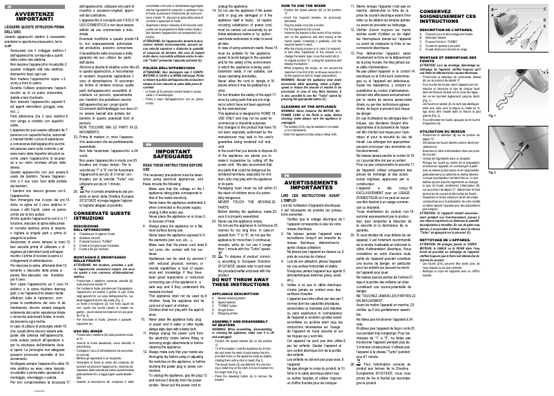 Page 1 de la notice Manuel utilisateur Ariete Mixy 1541