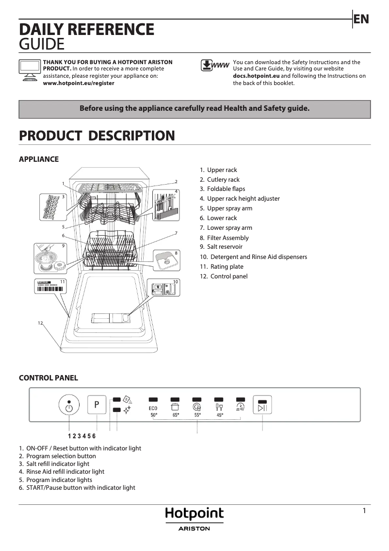 Page n°1 - Manuel utilisateur Hotpoint Ariston HSIC 2B27 FE