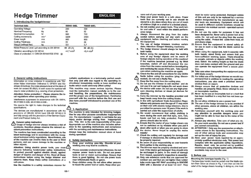 Page n°1 - Manuel utilisateur Husqvarna 700HD60EL