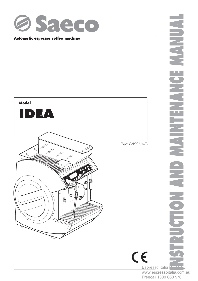 Page 1 of the manual User Manual Philips Saeco Idea CAP002