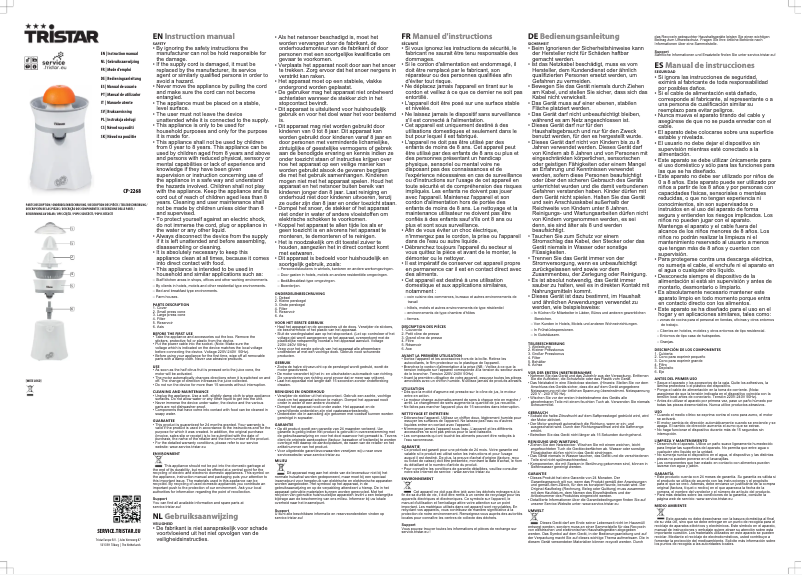 Page 1 of the manual User Manual TriStar CP-2268