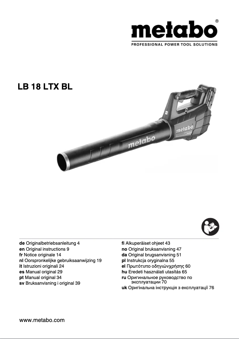 Page n°1 - Manuel utilisateur Metabo LB 18 LTX BL