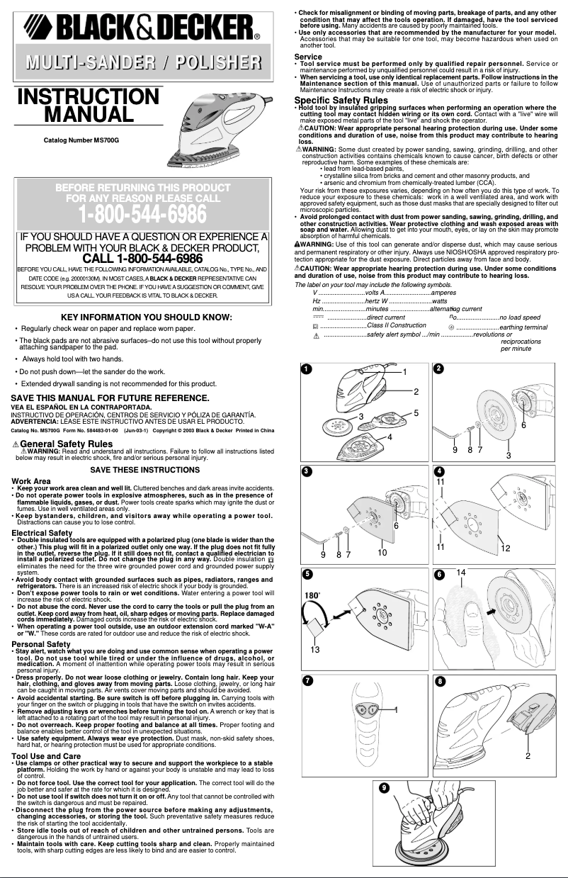 Page n°1 - Manuel utilisateur Black & Decker MS700G