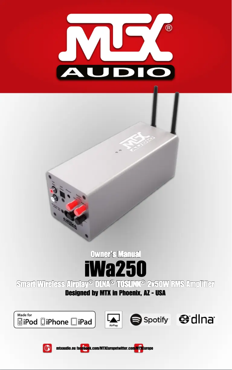 Page 1 de la notice Manuel utilisateur MTX Audio iWa250