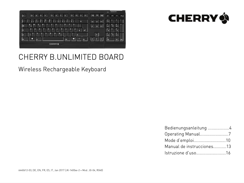 Page 1 de la notice Manuel utilisateur Cherry B.UNLIMITED Board