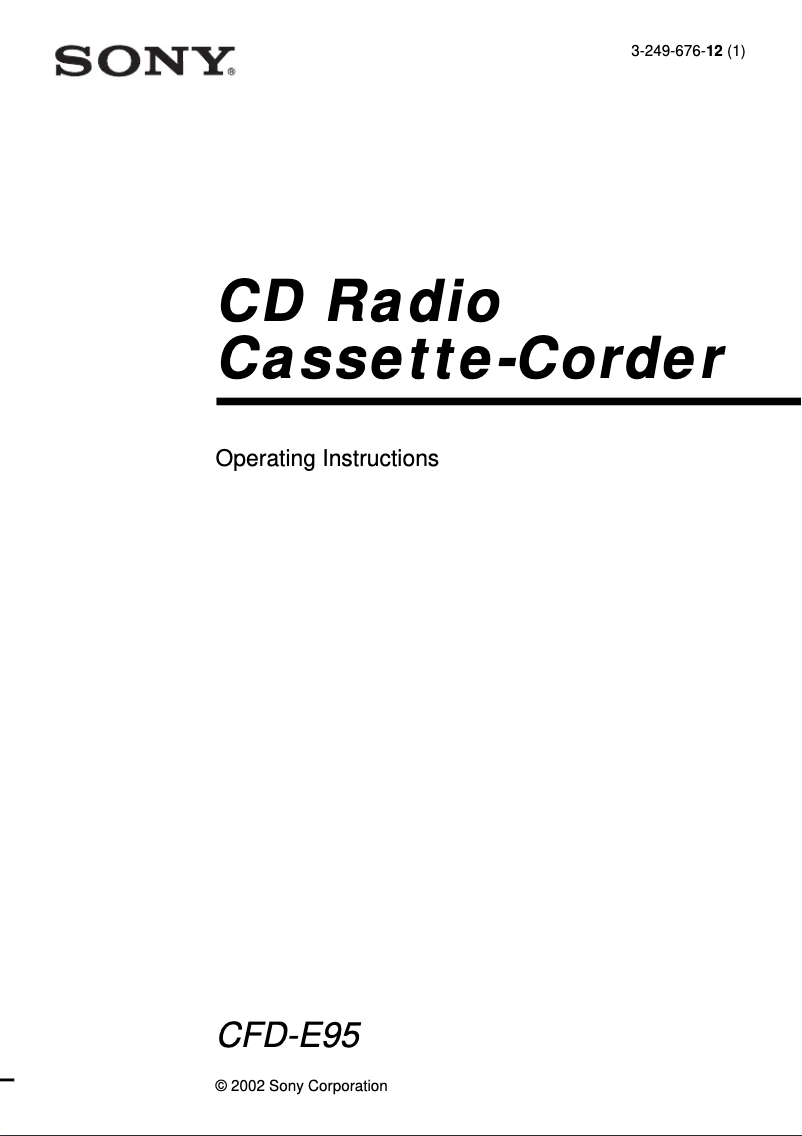 Page 1 de la notice Manuel utilisateur Sony CFD-E95