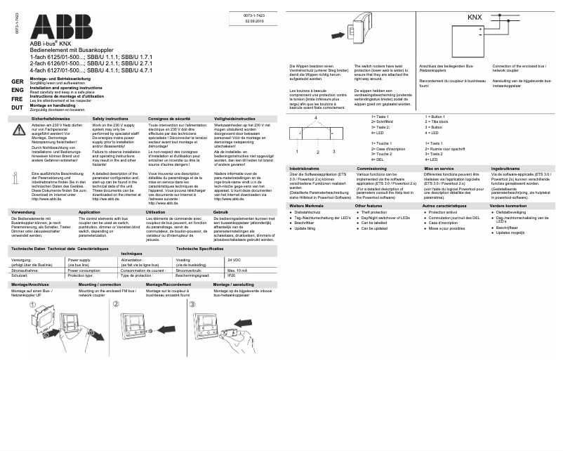 Page n°1 - Manuel utilisateur Busch-Jaeger 6125/01-82-500