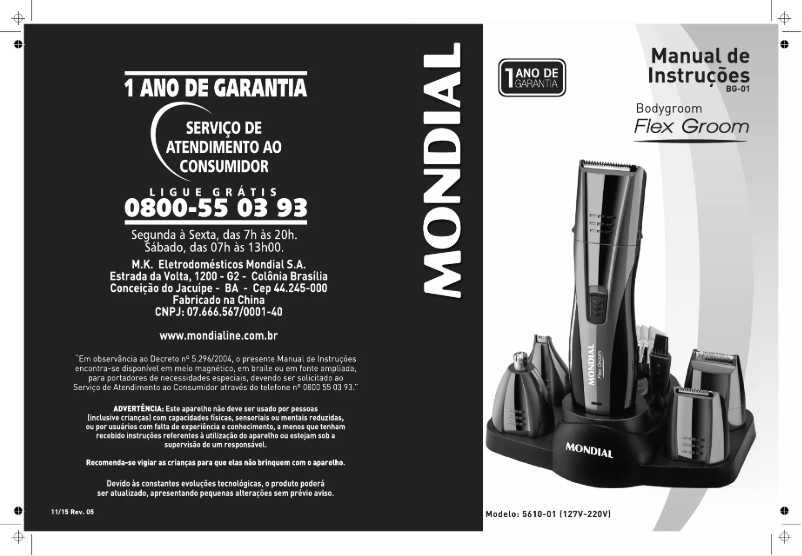 Page n°1 - Manuel utilisateur Mondial Flex Groom BG-01