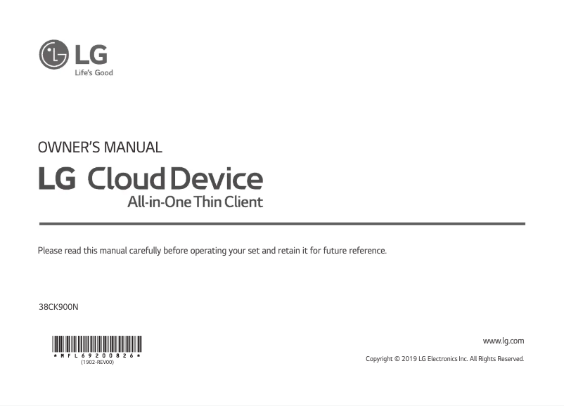 Page n°1 - Manuel utilisateur LG 38CK900N