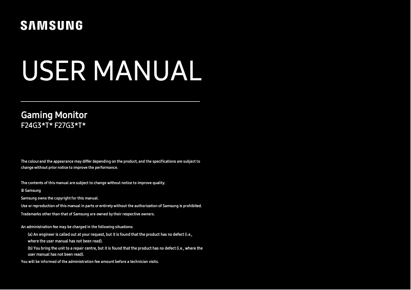 Page 1 de la notice Manuel utilisateur Samsung F27G35TFWL