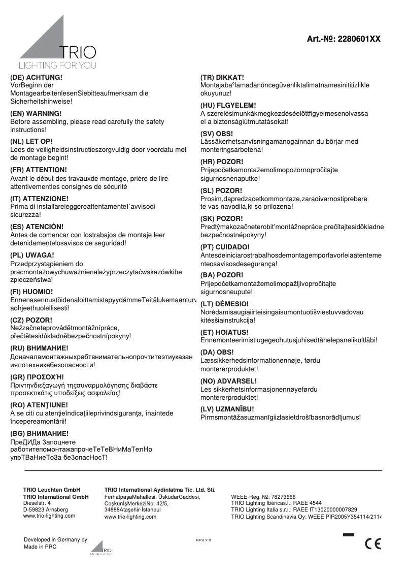 Page n°1 - Manuel utilisateur Trio Lighting Timok 228060142