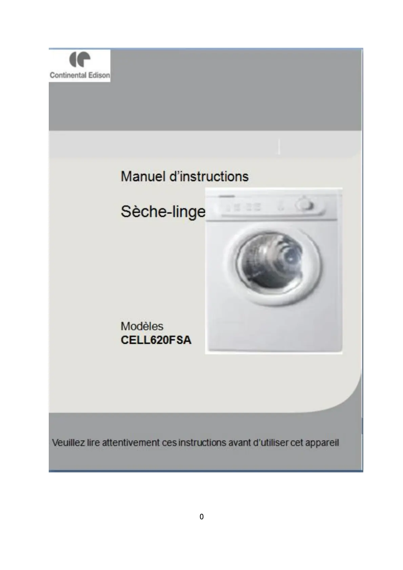 Page n°1 - Manuel utilisateur Continental Edison CESLB620FSA