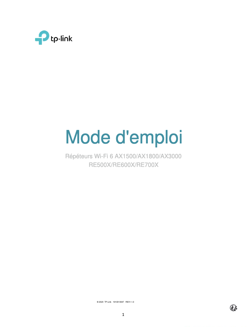 Image de la première page du manuel de l'appareil RE500X