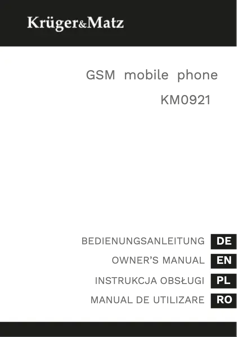 Page 1 de la notice Manuel utilisateur Krüger&Matz KM0921