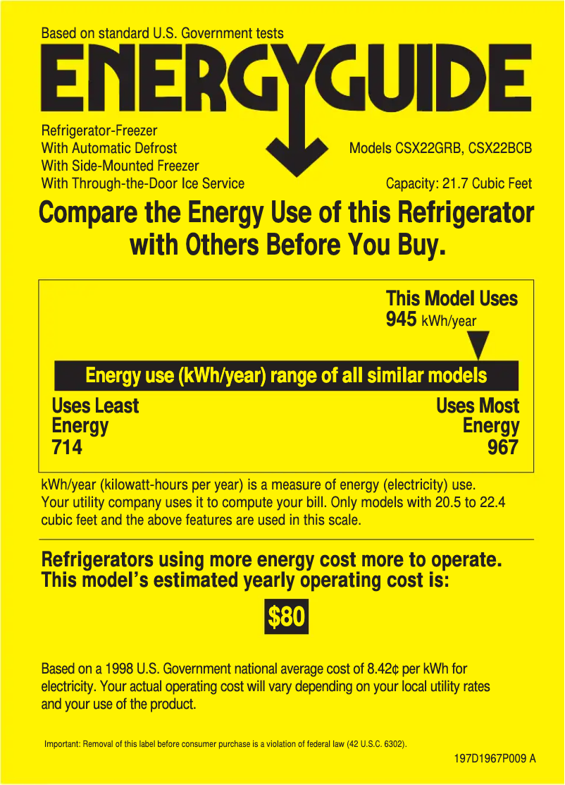 Page n°1 - Label énergétique Hotpoint CSX22GRBAA
