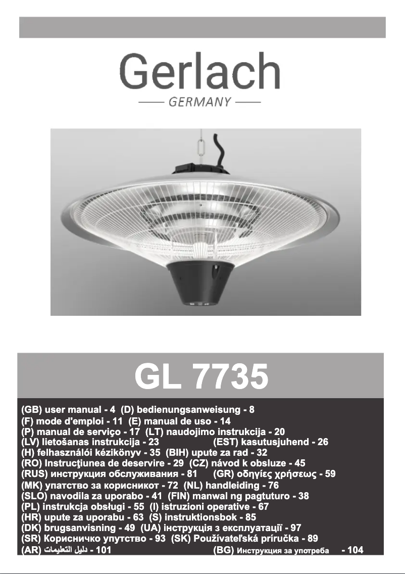 Image de la première page du manuel de l'appareil GL 7735