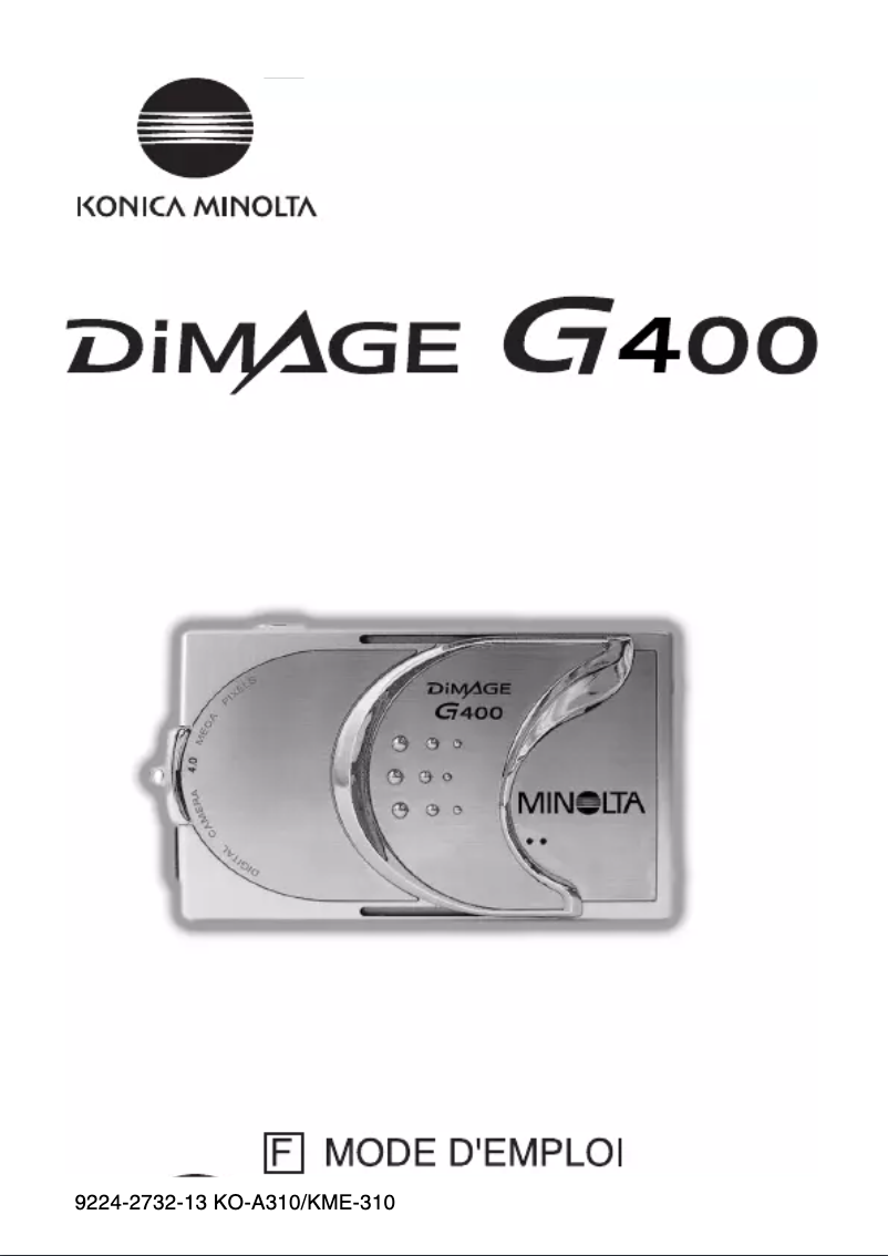 Page n°1 - Manuel utilisateur Konica Minolta Dimage G400