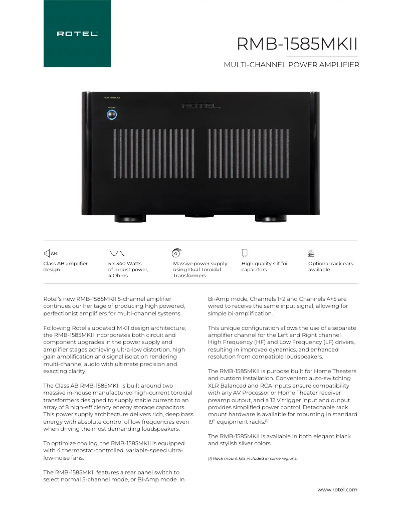 Image de la première page du manuel de l'appareil RMB-1585MKII
