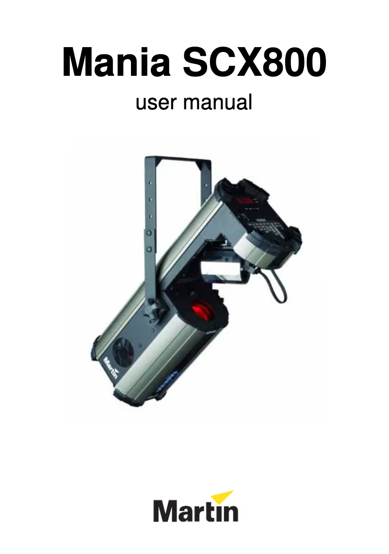 Page 1 de la notice Manuel utilisateur Martin Mania SCX800