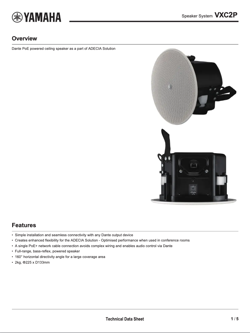 Page n°1 - Fiche technique Yamaha VXC2P
