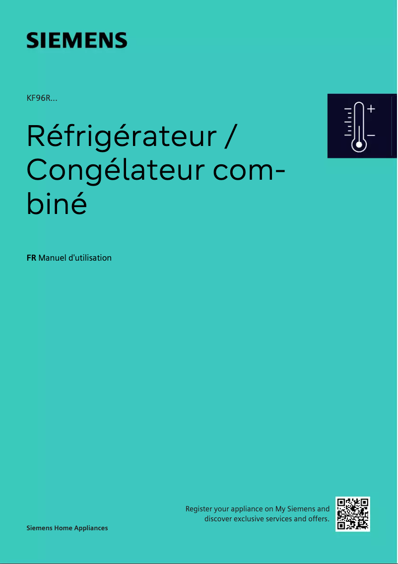 Page n°1 - Manuel utilisateur Siemens KF96RSBEA