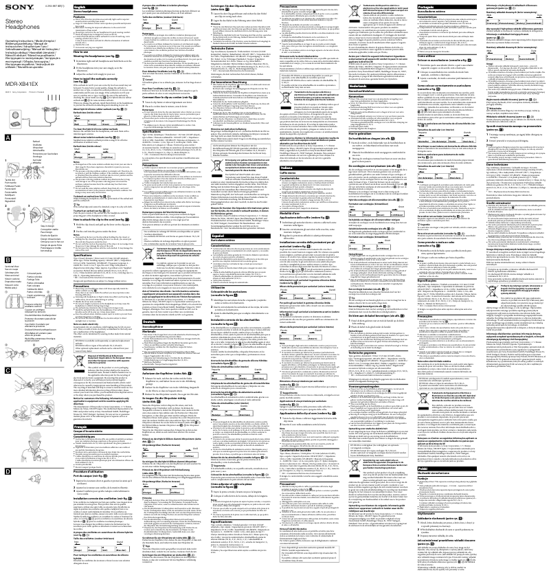 Página 1 del manual Manual de usuario Sony MDR-XB41EX