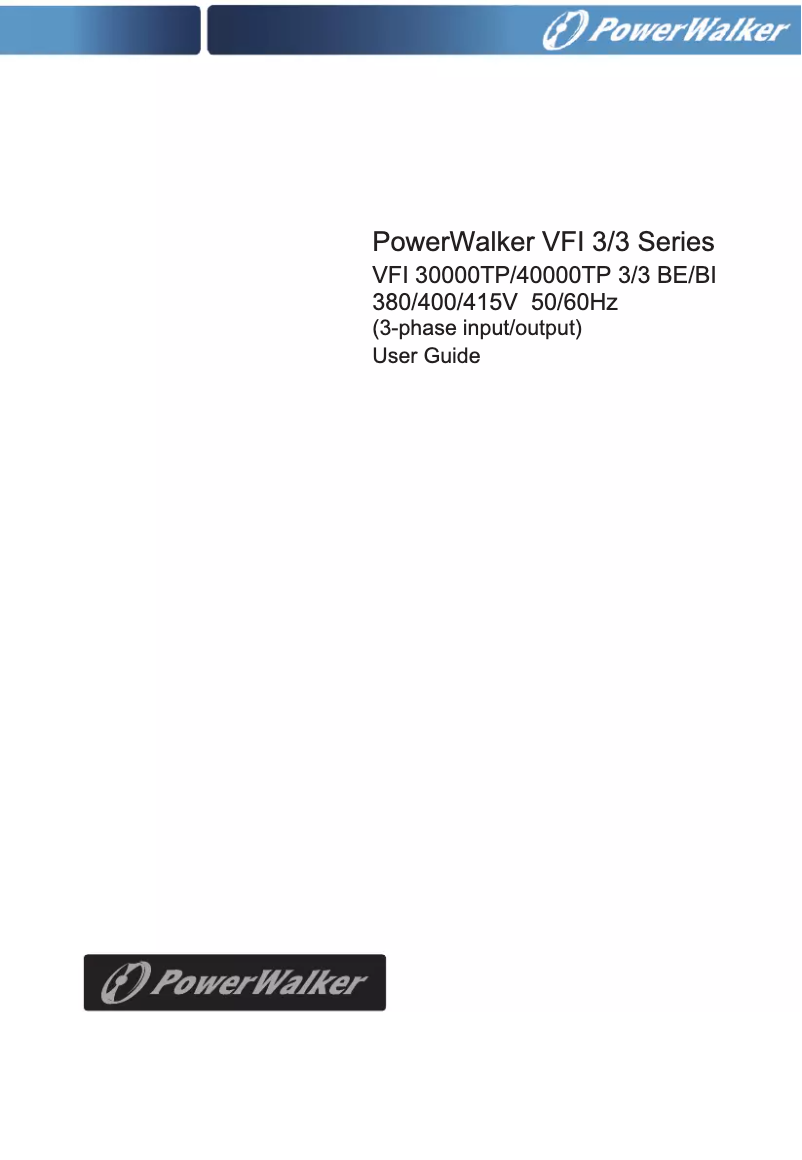Page n°1 - Manuel utilisateur BlueWalker PowerWalker VFI 40000TP 3/3 BE