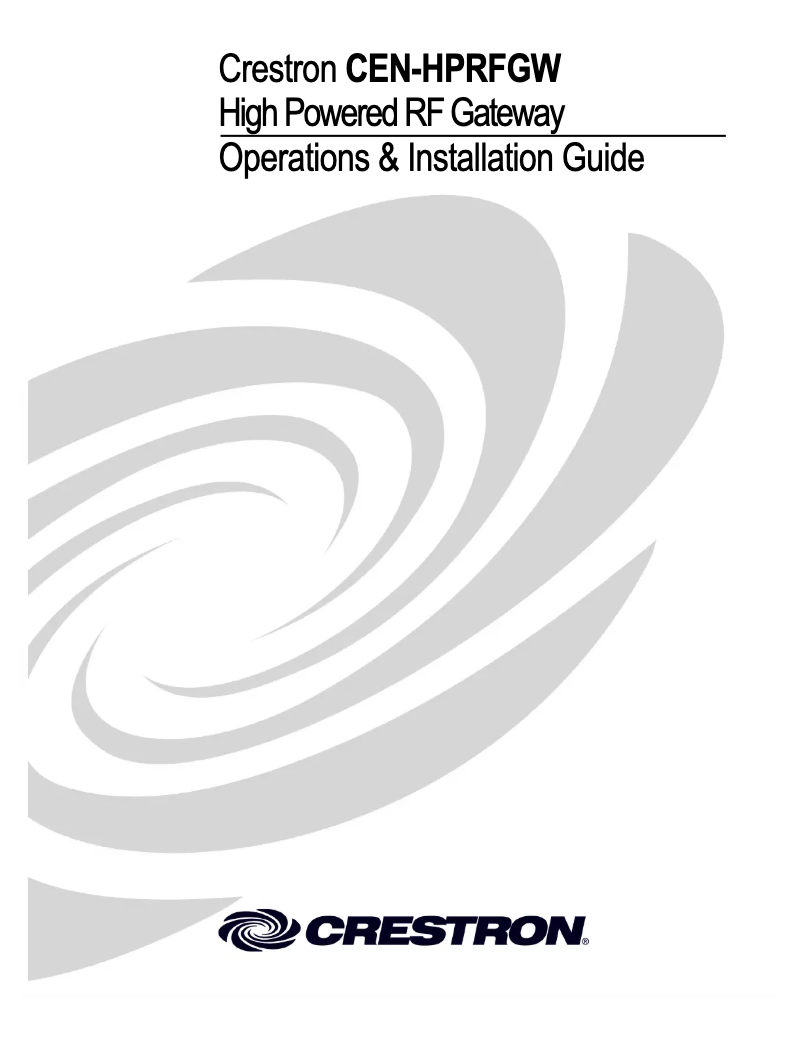 Page n°1 - Manuel utilisateur Crestron CEN-HPRFGW