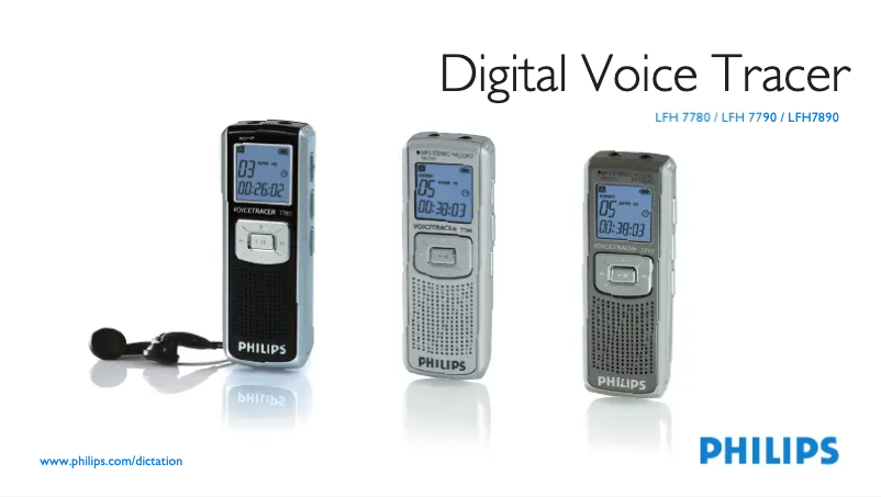 Image de la première page du manuel de l'appareil Digital Voice Tracer LFH 7780