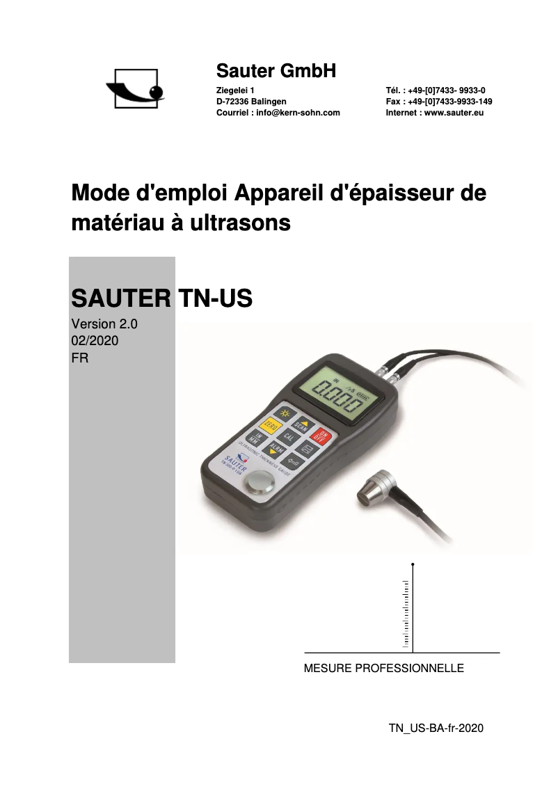 Página 1 del manual Manual de usuario Sauter TN 230-0.1US