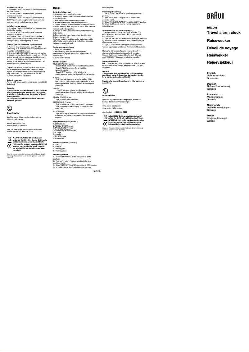 Page 1 de la notice Manuel utilisateur Braun BNC008