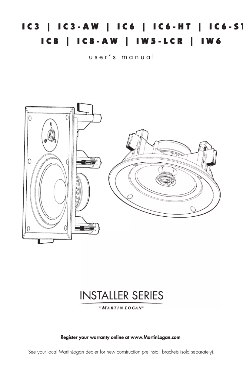 Page 1 de la notice Manuel utilisateur Martin Logan IC3-AW