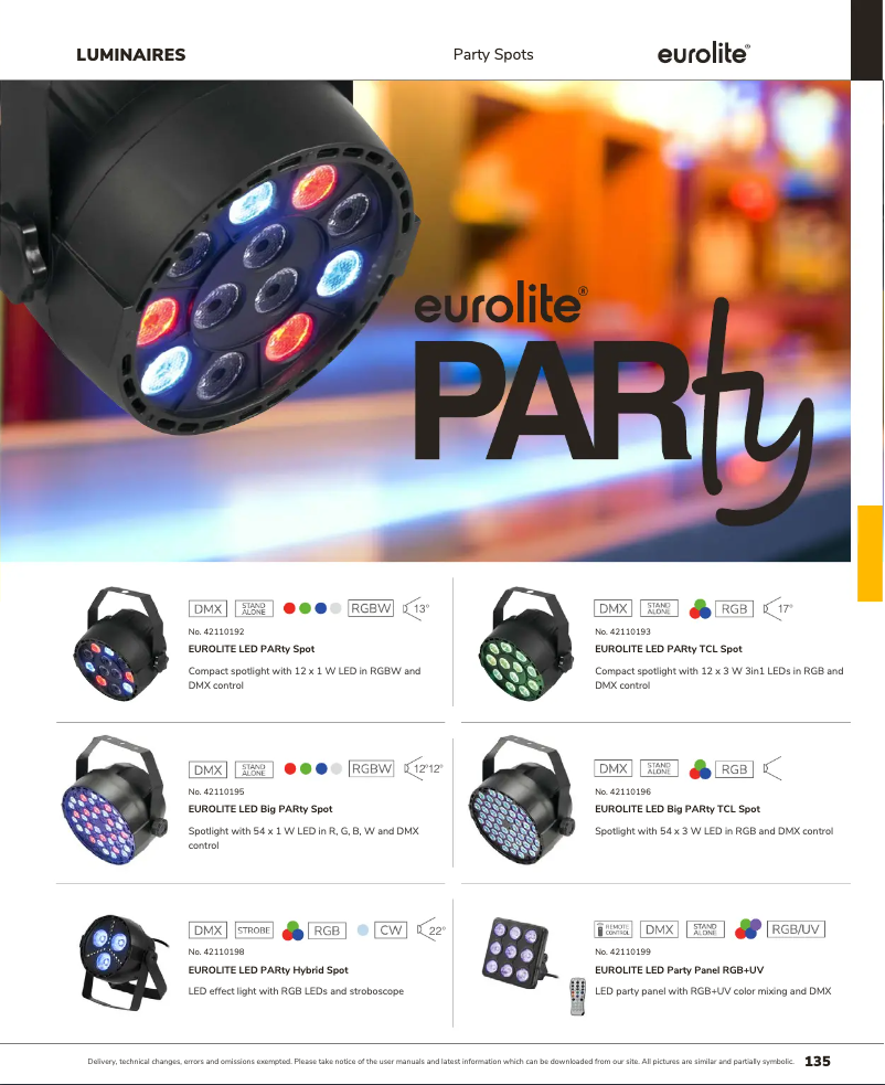 Page 1 de la notice Catalogue Eurolite LED Party Hybrid Spot