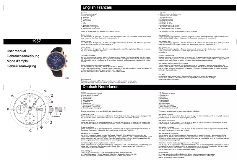 Image de la première page du manuel de l'appareil 1957