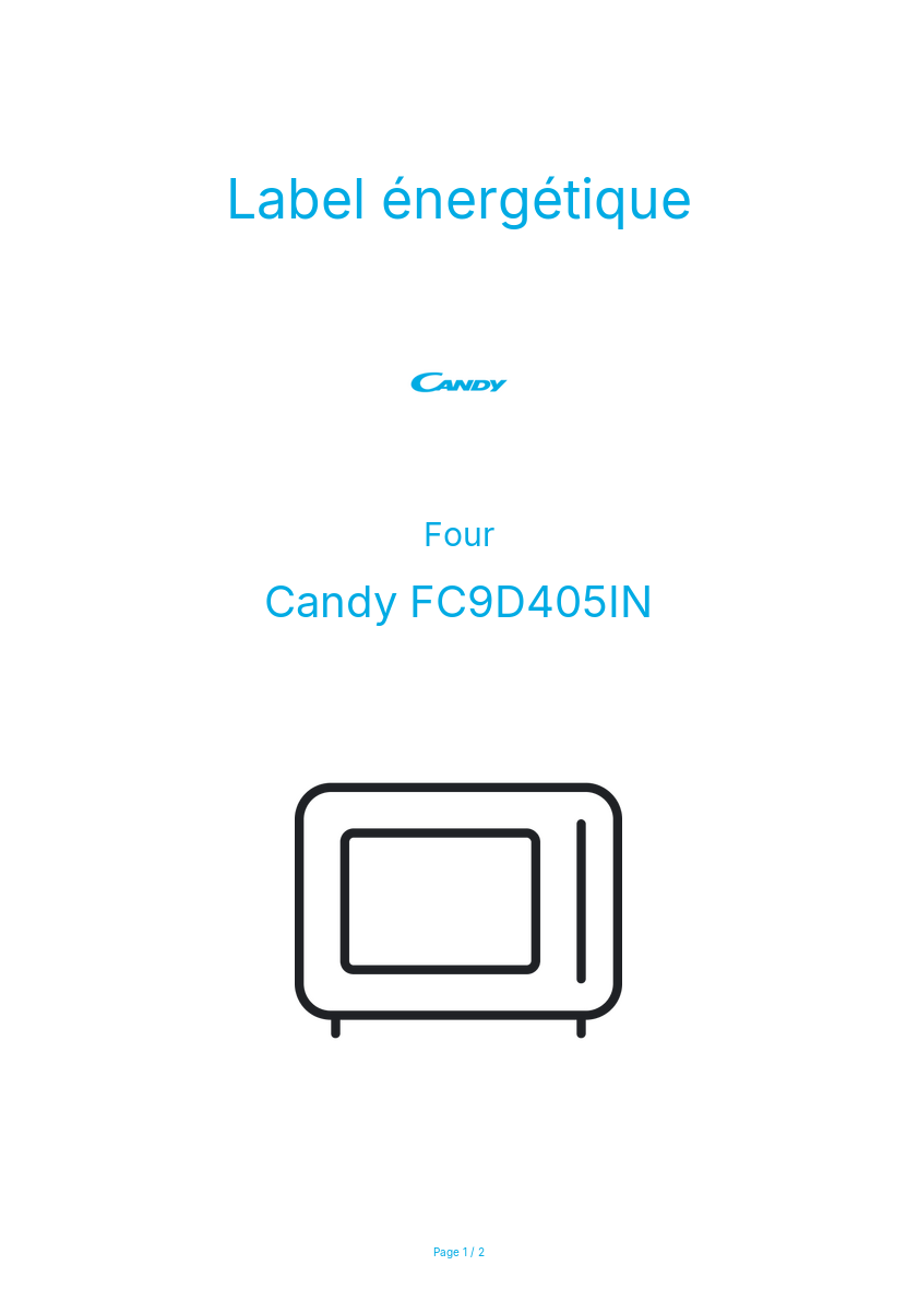 Page n°1 - Label énergétique Candy FC9D405IN