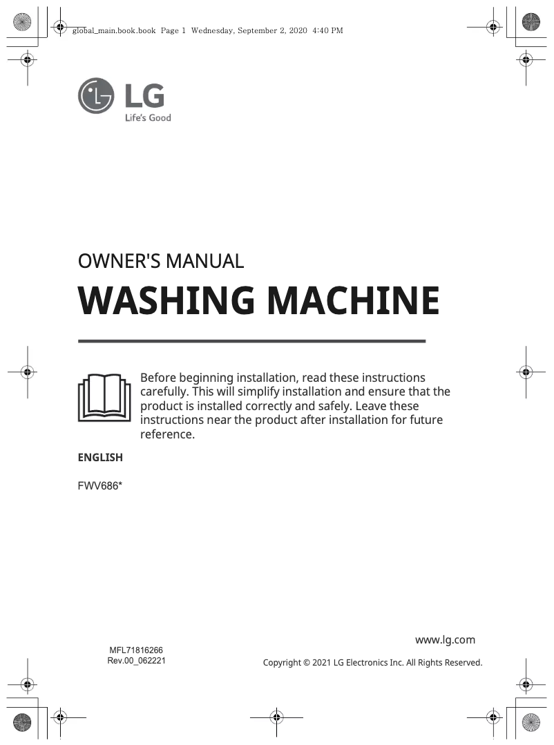 Image de la première page du manuel de l'appareil FWV686WTE