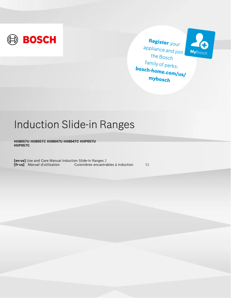 Page 1 de la notice Manuel utilisateur Bosch HII8057C