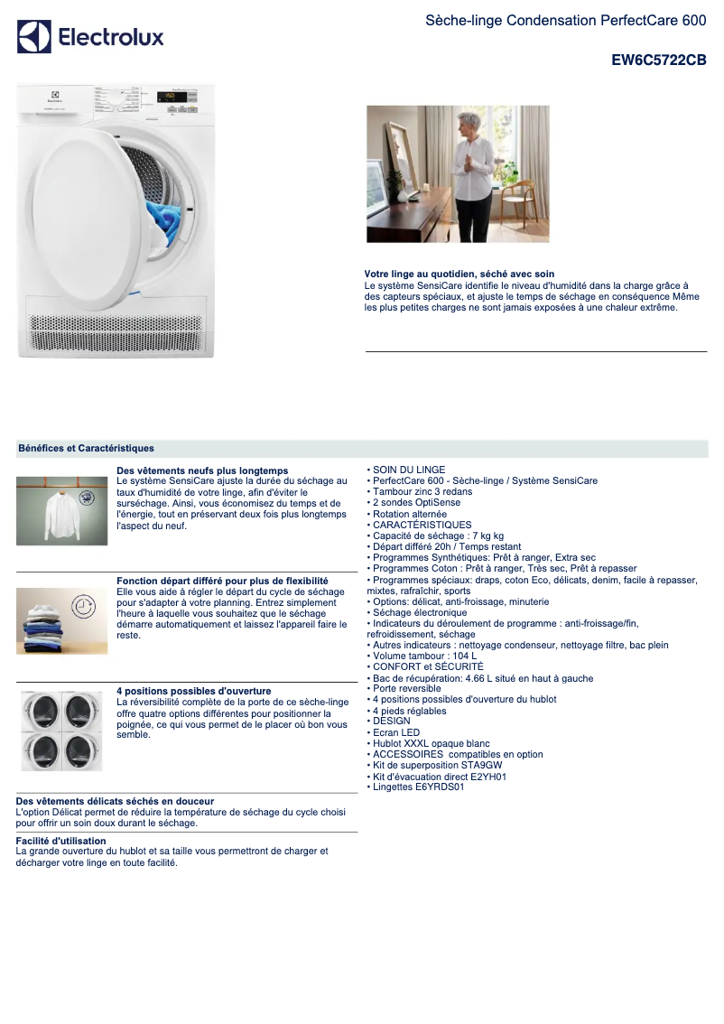 Page n°1 - Fiche technique Electrolux EW6C5722CB