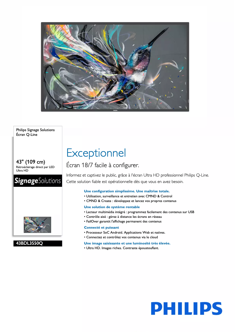Page n°1 - Fiche technique Philips 43BDL3550Q