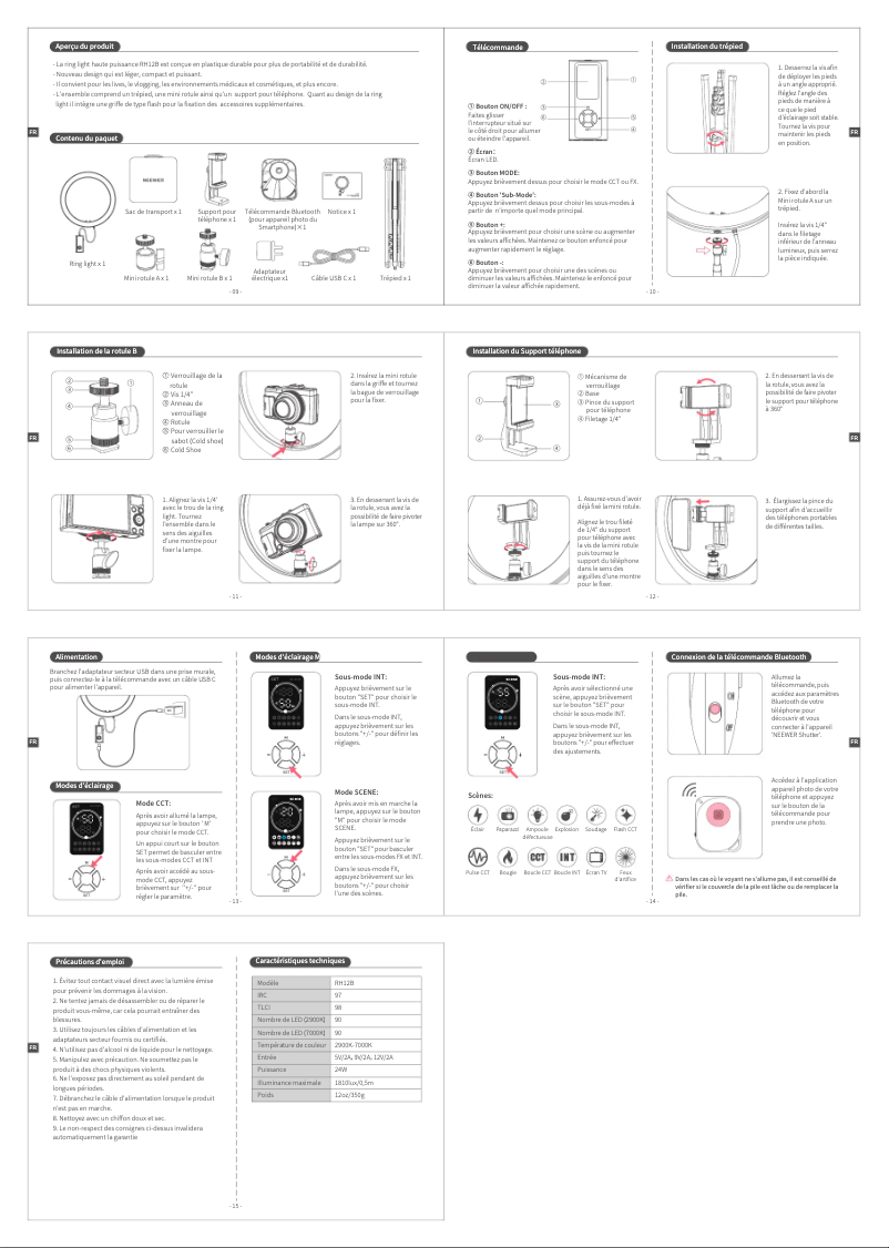 First page image of the manual for RH12B